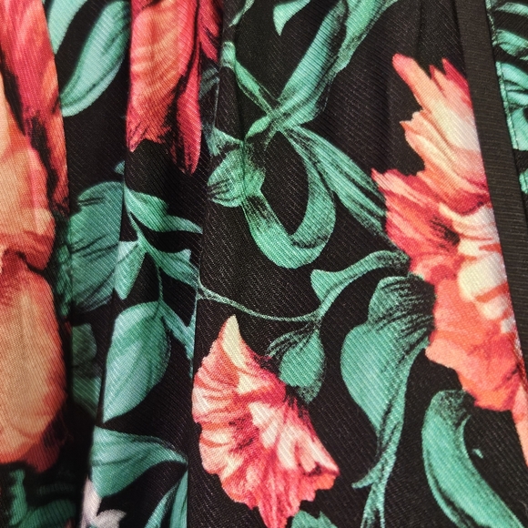 Anthropologie Black Multi-Color Floral Button Front Midi Shirt Dress,Medium - Picture 7 of 16